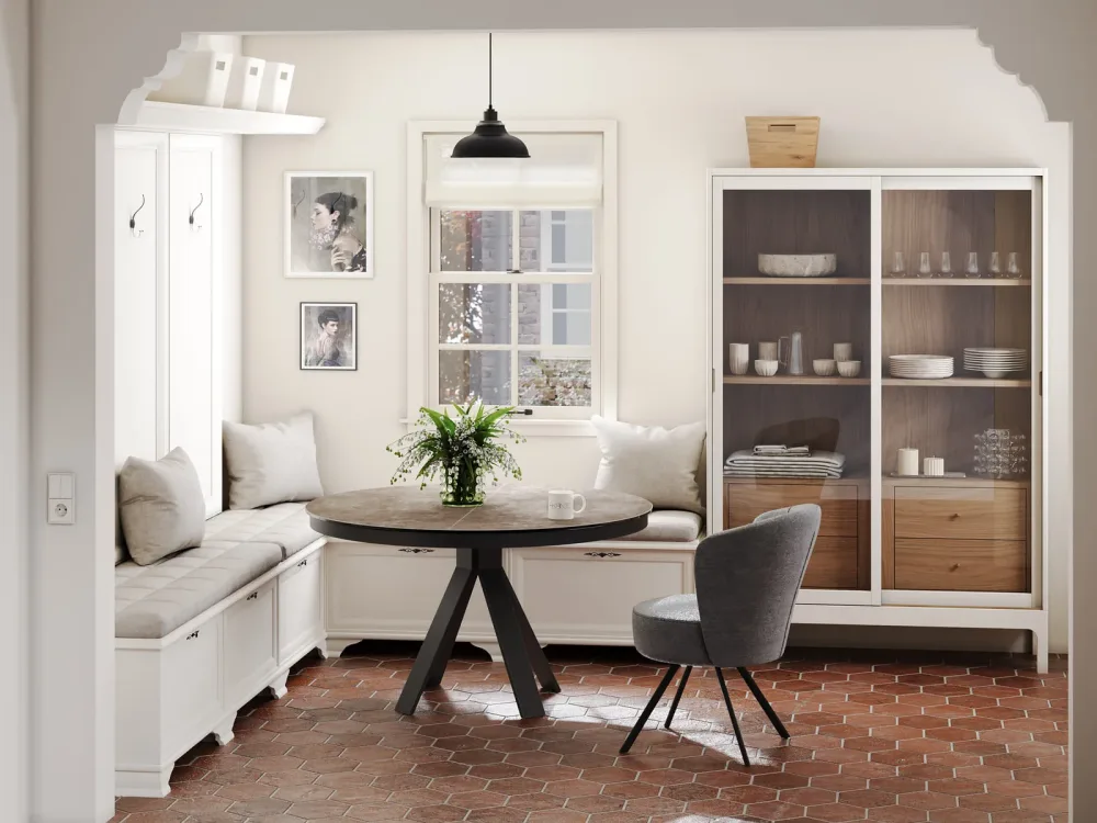 Ausziehbarer Designer Esstisch „Chanterelle“ 130-180 x 130 cm Akante Design