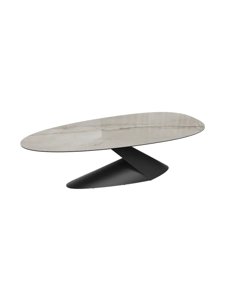 Ausziehbarer Designer Esstisch „Proxima“ aus Keramik, 270 x 120 cm Breccia glänzend Akante Design