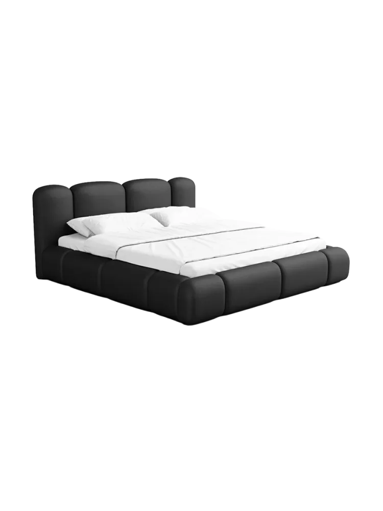 Design Polsterbett „Flora“ mit Ablagefach, Kunstleder Schwarz BLOOMINGLOFT Collection
