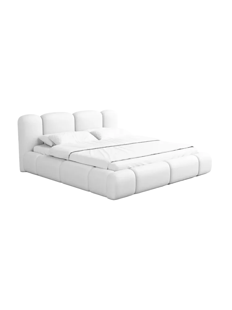 Design Polsterbett „Flora“ mit Ablagefach, Kunstleder Weiss BLOOMINGLOFT Collection