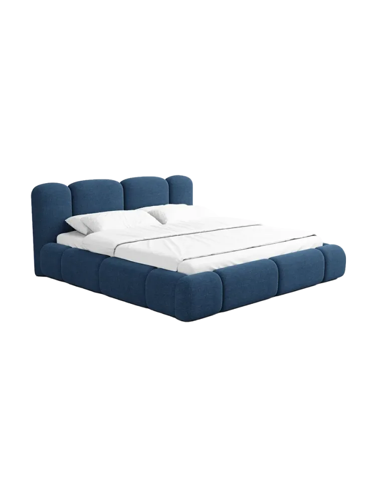 Design Polsterbett „Flora“ mit Ablagefach, Webstoff Dunkelblau Strukturstoff Dunkelblau BLOOMINGLOFT Collection