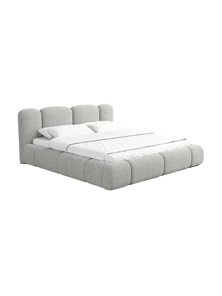 Design Polsterbett „Flora“ mit Ablagefach, Webstoff Hellgrau Strukturstoff Hellgrau BLOOMINGLOFT Collection