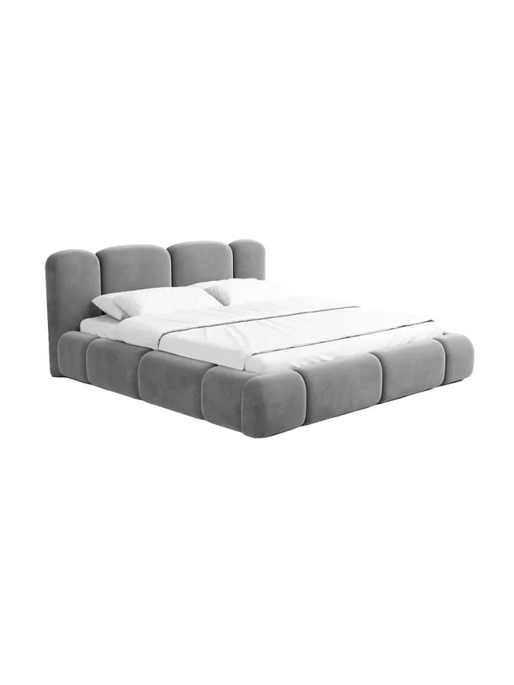Design Polsterbett „Flora“ mit Ablagefach, Samt Grau BLOOMINGLOFT Collection