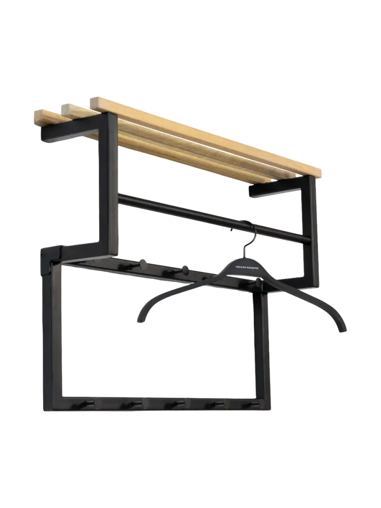 Spinder Design Garderobe Hesta Stahl/Holz 71 cm - Farbe: schwarz/nature - Material: Stahl/Eiche - Garderobe