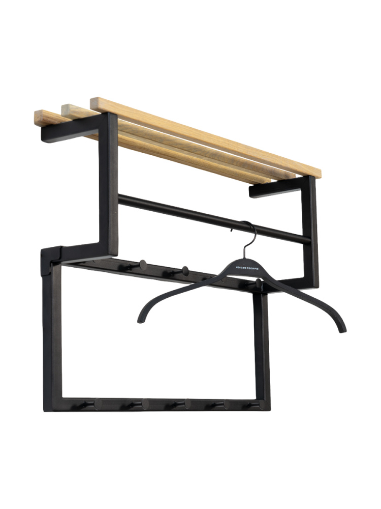 Spinder Design Garderobe Hesta Stahl/Holz 71 cm - Farbe: schwarz/nature - Material: Stahl/Eiche - Garderobe