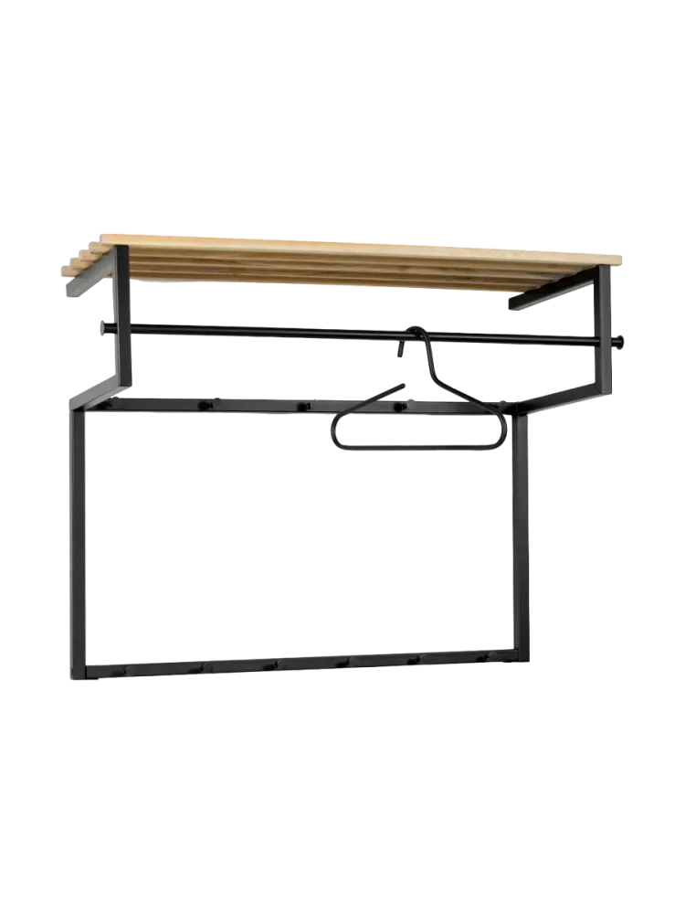 Spinder Design Garderobe Hesta Stahl/Holz 100 cm - Farbe: schwarz/nature - Material: Stahl/Eiche - Garderobe