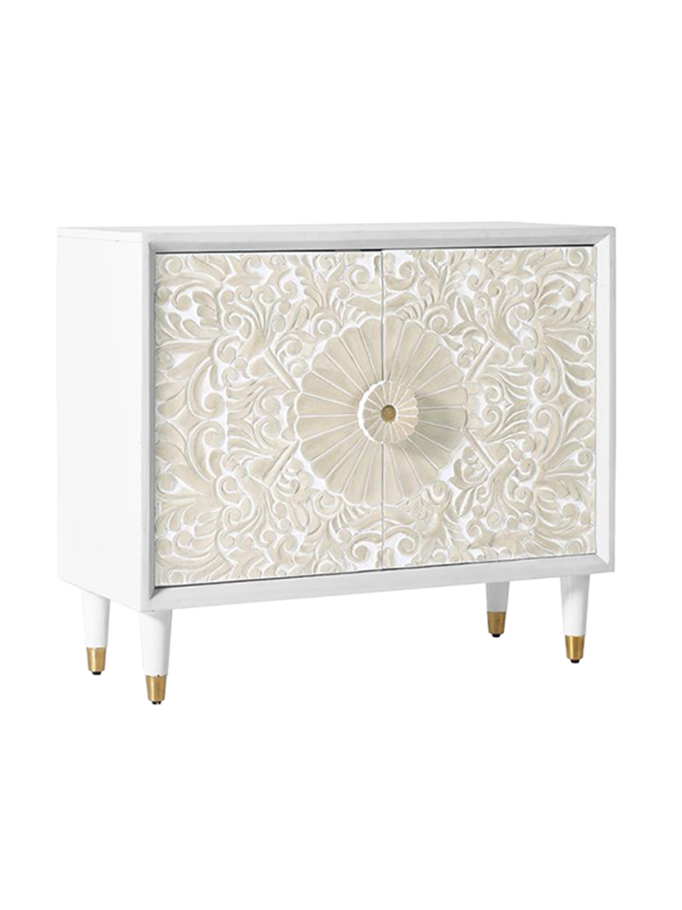mutoni - Kommode Antigua Mangoholz weiss 90x76, One Size