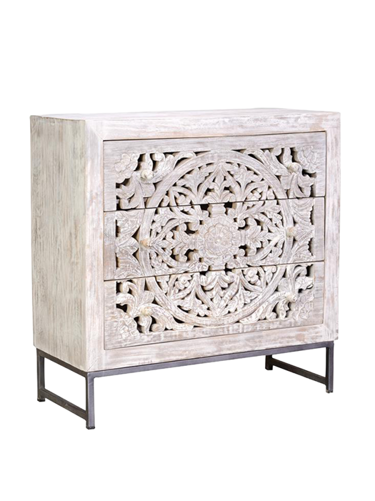 mutoni - Sideboard Mykonos Mango vintage weiss 80, One Size, Multicolor