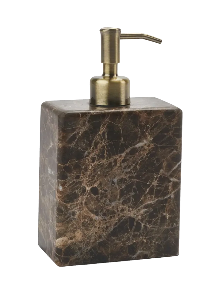 Grosser Design Seifenspender „Hammam“ aus Marmor, Brown Aquanova