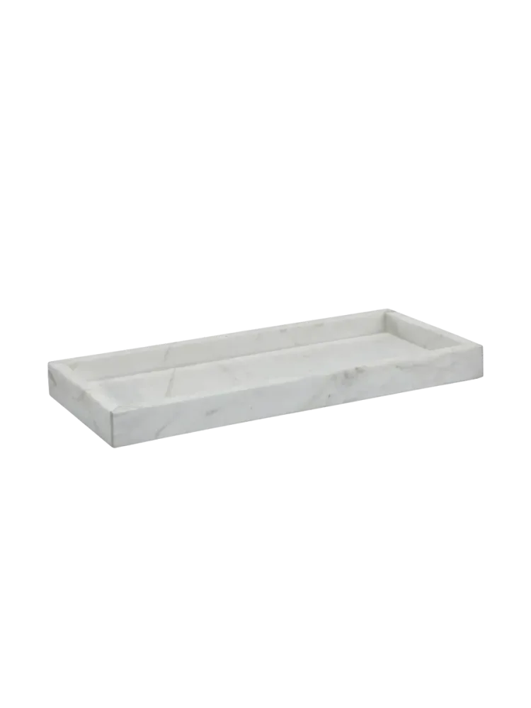 Rechteckiges Design Bad-Tablett „Hammam“ aus Marmor, Weiss Aquanova