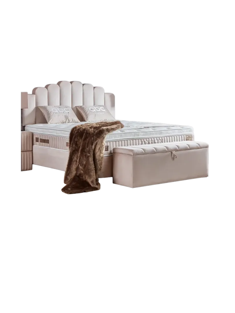Premium Boxspringbett „Jazzlyn“ inkl. Matratze & Topper Light Beige  140 x 200 cm ABC Bedding