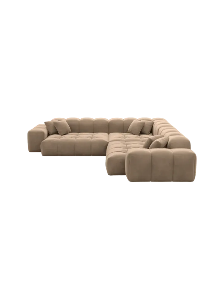 5-Sitzer Design Ecksofa „Kiano“ mit Samtbezug Samtbezug Braun BLOOMINGLOFT Collection