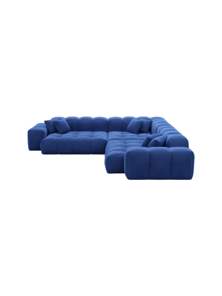 5-Sitzer Design Ecksofa „Kiano“ mit Samtbezug Samtbezug Königsblau BLOOMINGLOFT Collection