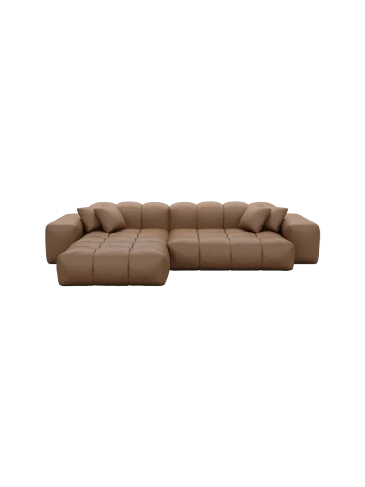 4-Sitzer Design Echtleder Ecksofa „Kiano“ Echtleder Choco Brown BLOOMINGLOFT Collection