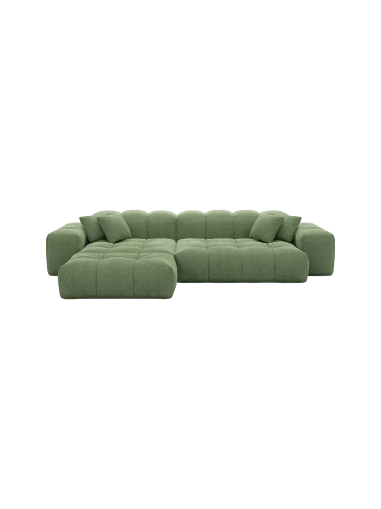 4-Sitzer Design Ecksofa „Kiano“ mit Strukturstoff-Bezug Strukturstoff Grün BLOOMINGLOFT Collection