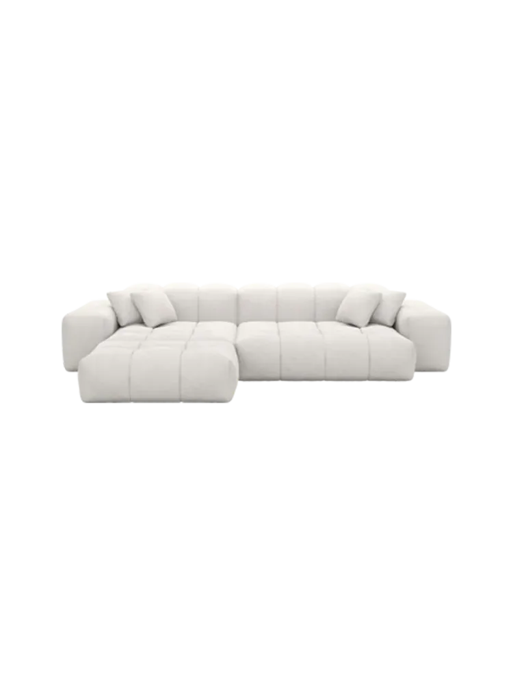 4-Sitzer Design Ecksofa „Kiano“ mit Strukturstoff-Bezug Strukturstoff Weiss BLOOMINGLOFT Collection