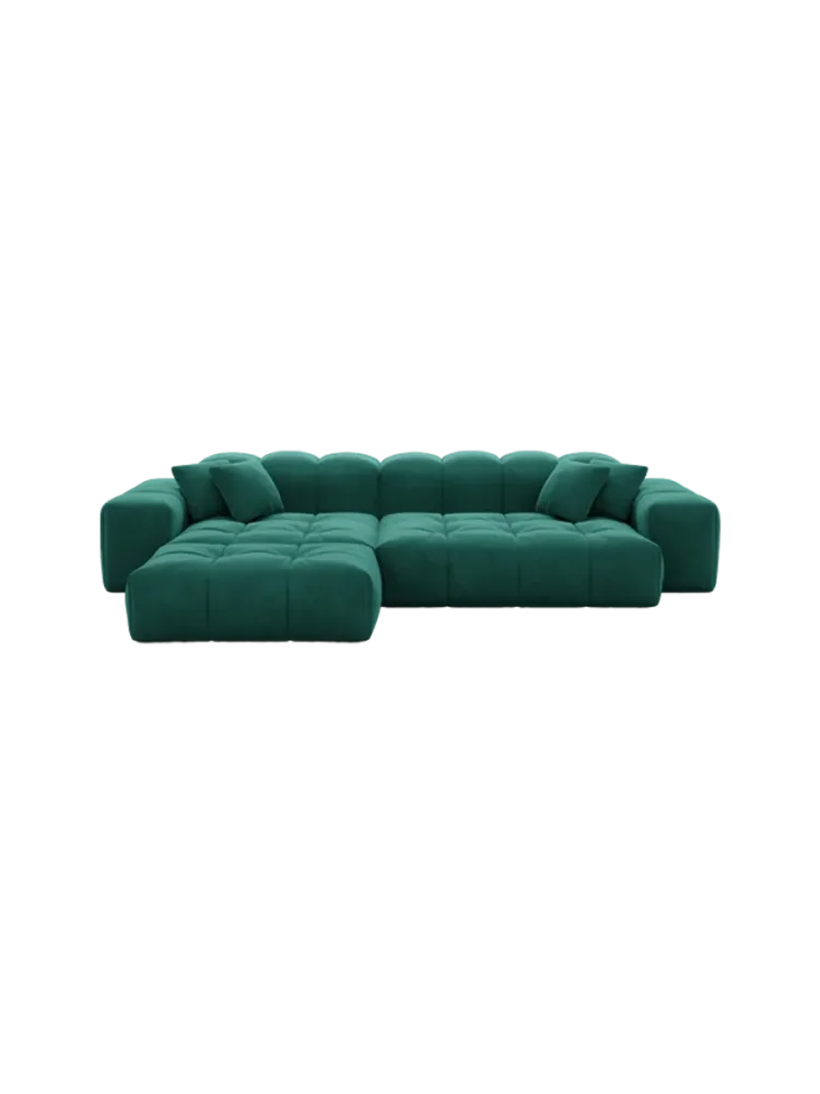 4-Sitzer Design Ecksofa „Kiano“ mit Samtbezug Samtbezug Grün BLOOMINGLOFT Collection