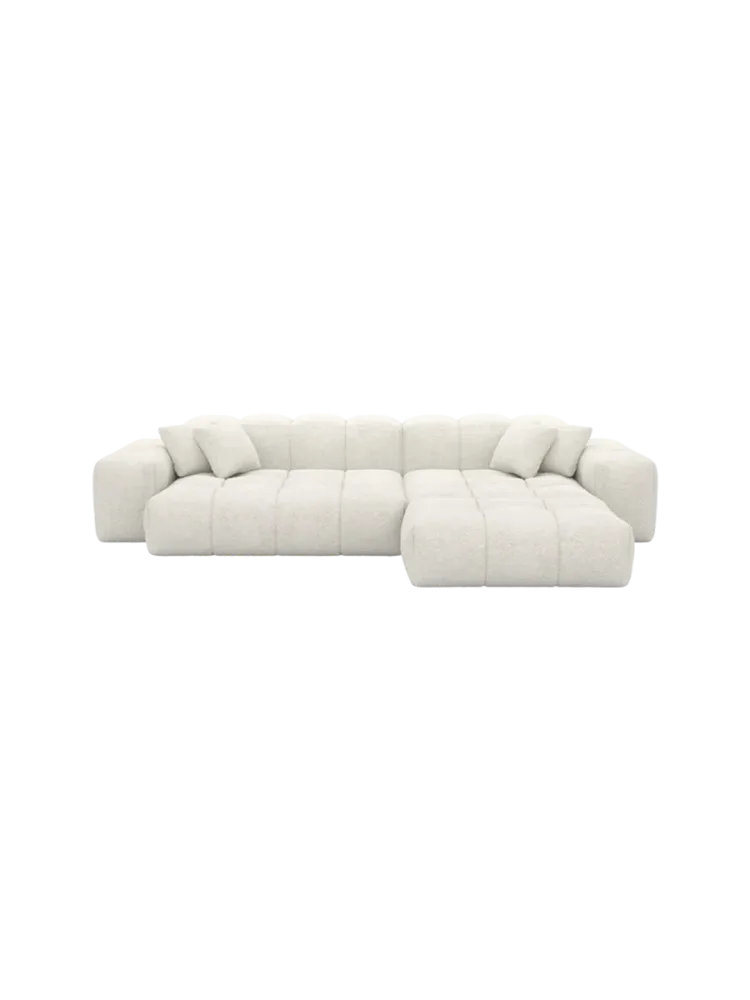 4-Sitzer Design Ecksofa „Kiano“ mit Bouclé-Bezug Bouclé White BLOOMINGLOFT Collection