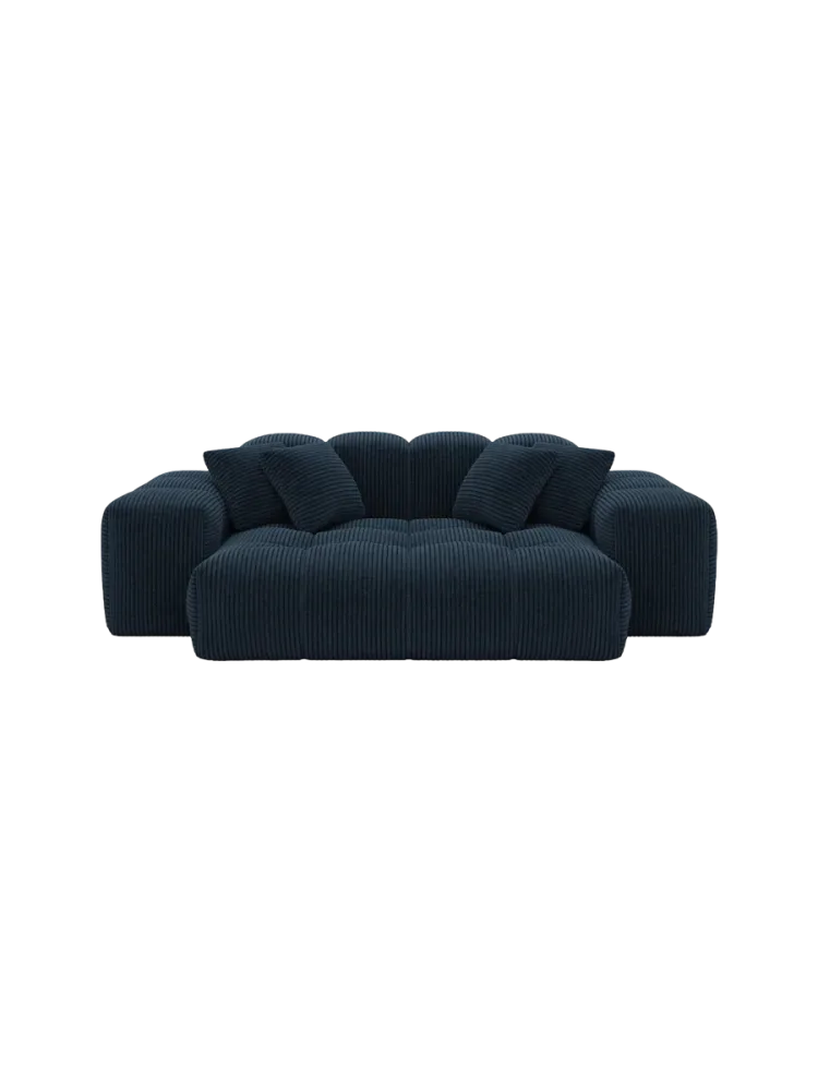 2-Sitzer Design Sofa „Kiano“, Cordsamt Cordsamt Dunkelblau BLOOMINGLOFT Collection