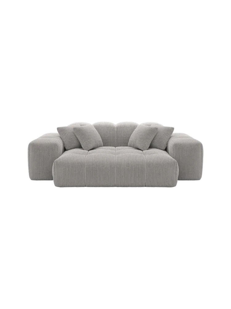 2-Sitzer Design Sofa „Kiano“, Cordsamt Cordsamt Hellgrau BLOOMINGLOFT Collection