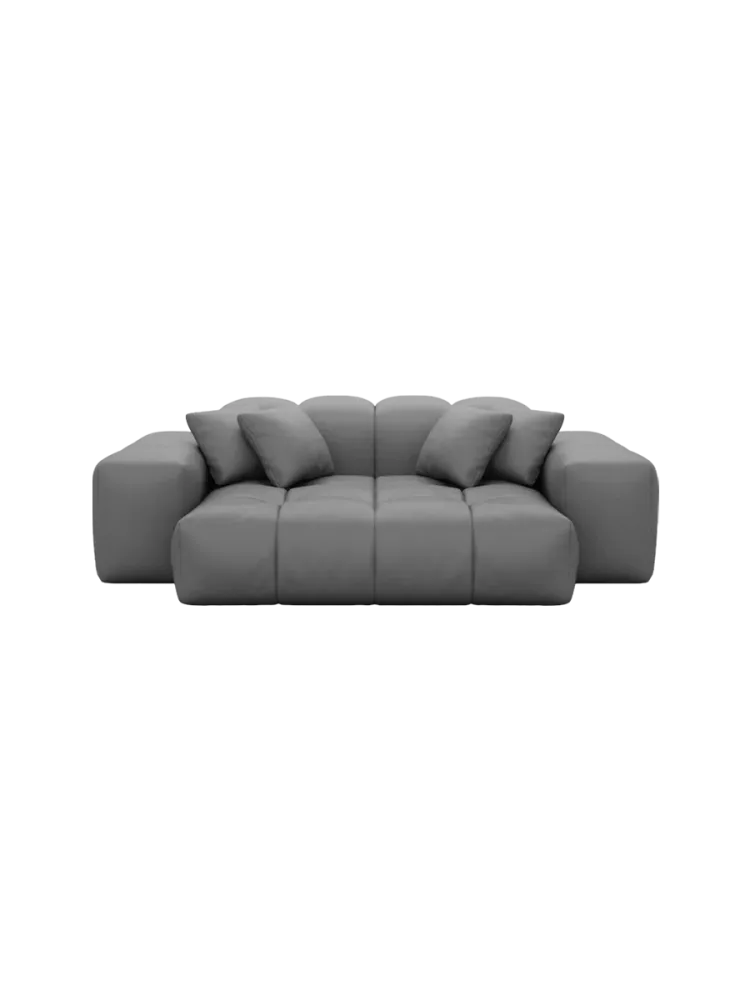 2-Sitzer Design Echtleder Sofa „Kiano“ Echtleder Dark Grey BLOOMINGLOFT Collection