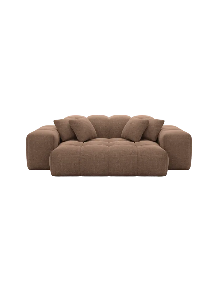 2-Sitzer Design Sofa „Kiano“ mit Strukturstoff-Bezug Strukturstoff Braun BLOOMINGLOFT Collection