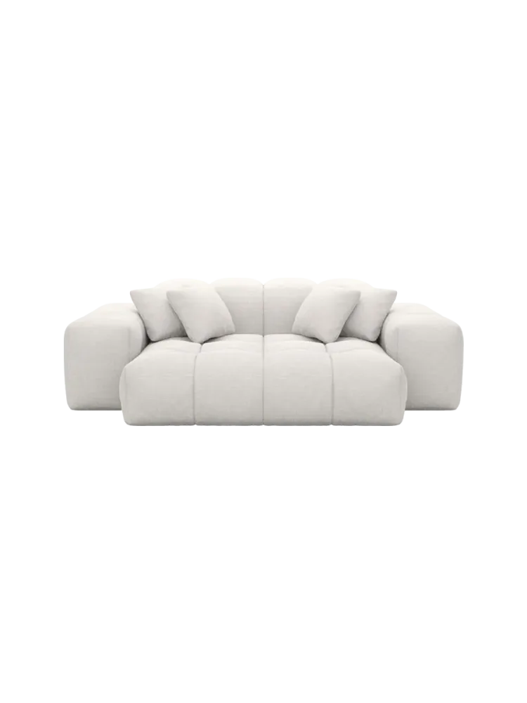 2-Sitzer Design Sofa „Kiano“ mit Strukturstoff-Bezug Strukturstoff Weiss BLOOMINGLOFT Collection