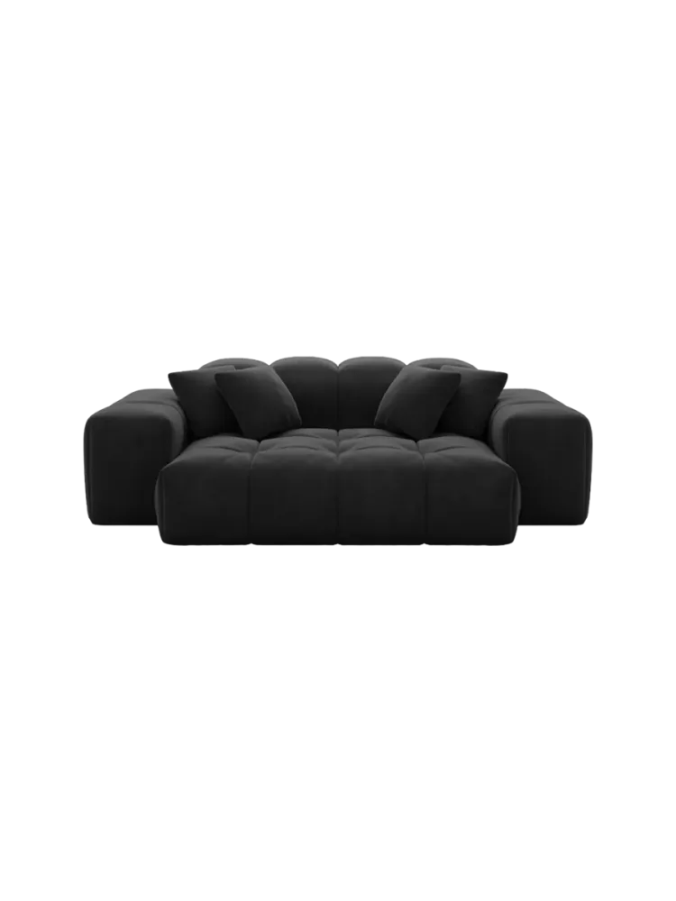 2-Sitzer Design Sofa „Kiano“ mit Samtbezug Samtbezug Schwarz BLOOMINGLOFT Collection