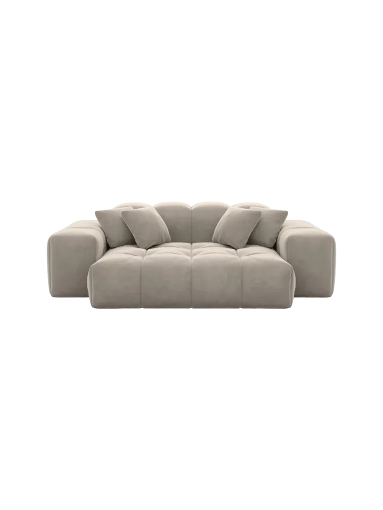 2-Sitzer Design Sofa „Kiano“ mit Samtbezug Samtbezug Beige dunkel BLOOMINGLOFT Collection