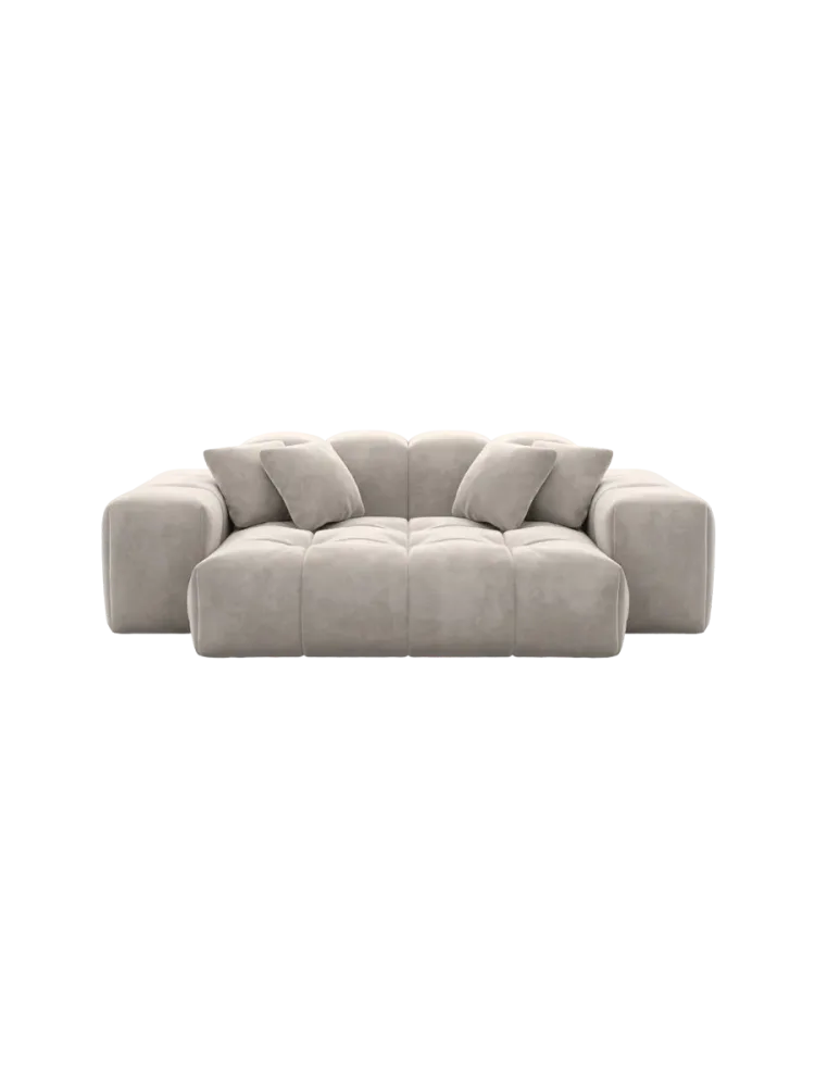 2-Sitzer Design Sofa „Kiano“ mit Samtbezug Samtbezug Sand BLOOMINGLOFT Collection