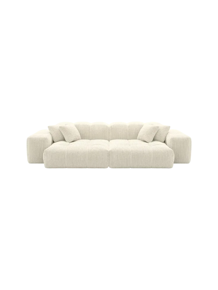 3-Sitzer Design Sofa „Kiano“, Cordsamt Cordsamt Beige hell BLOOMINGLOFT Collection