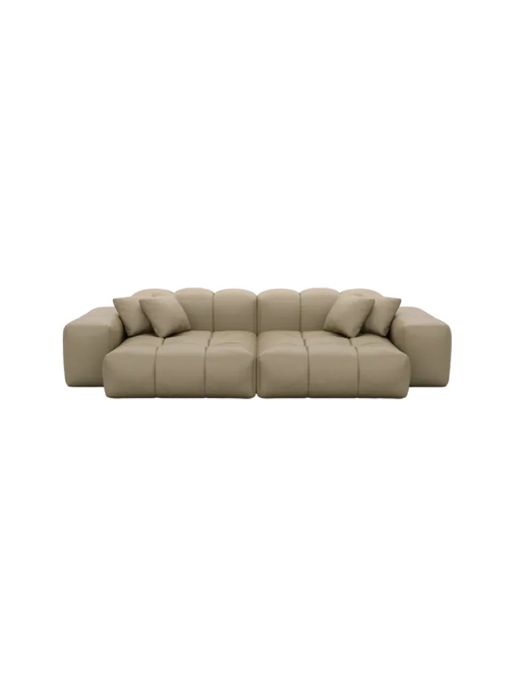 3-Sitzer Design Echtleder Sofa „Kiano“ Echtleder Dark Beige BLOOMINGLOFT Collection