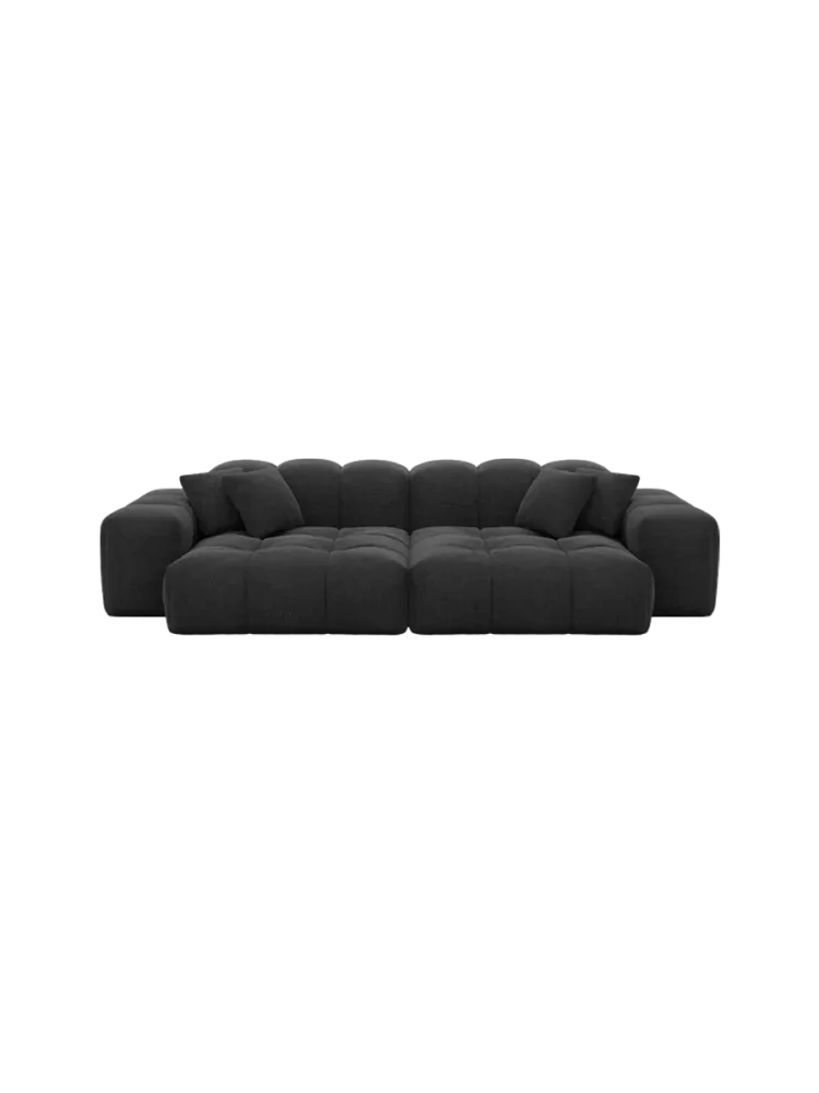 3-Sitzer Design Sofa „Kiano“ mit Strukturstoff-Bezug Strukturstoff Schwarz BLOOMINGLOFT Collection