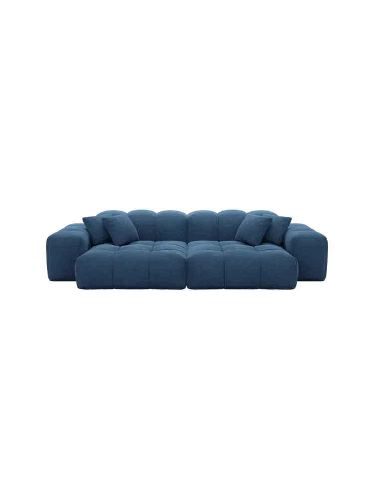 3-Sitzer Design Sofa „Kiano“ mit Strukturstoff-Bezug Strukturstoff Dunkelblau BLOOMINGLOFT Collection