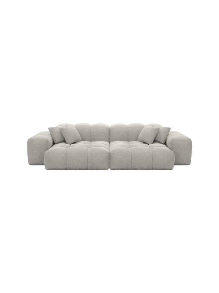 3-Sitzer Design Sofa „Kiano“ mit Strukturstoff-Bezug Strukturstoff Hellgrau BLOOMINGLOFT Collection
