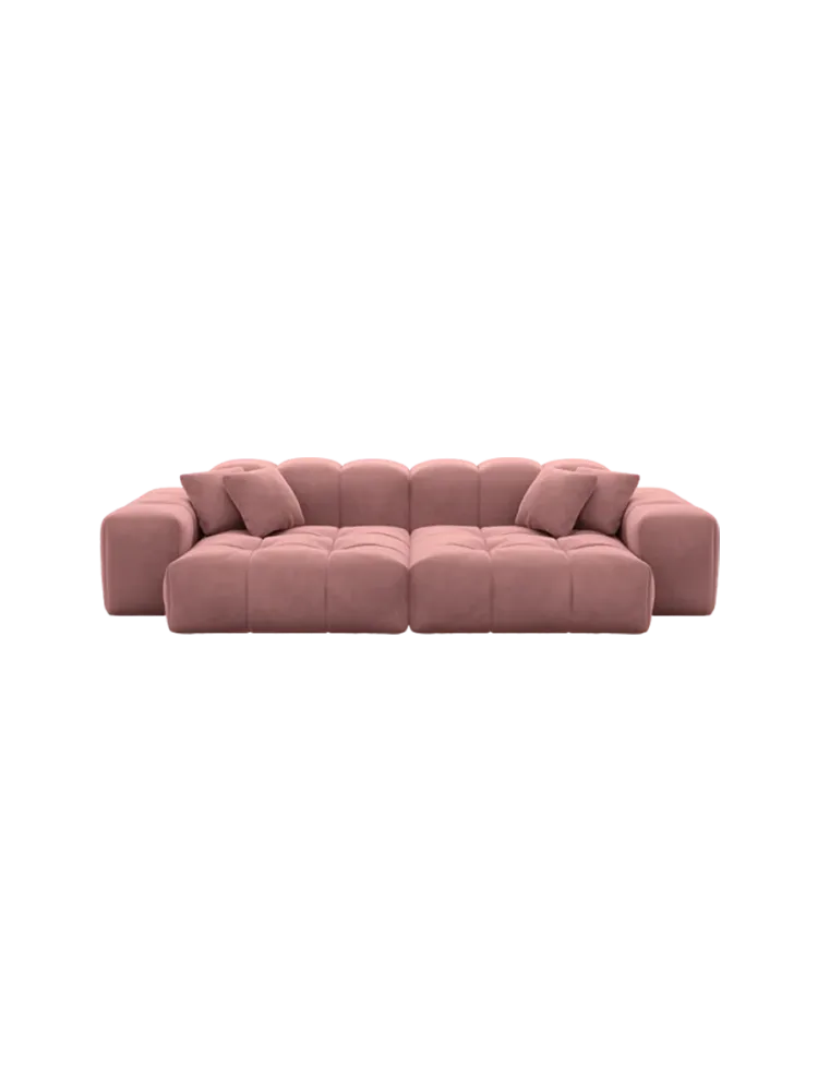 3-Sitzer Design Sofa „Kiano“ mit Samtbezug Samtbezug Lachsrosa BLOOMINGLOFT Collection