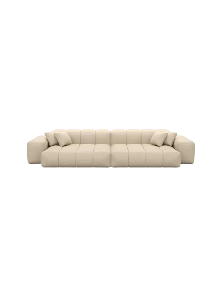 4-Sitzer Design Echtleder Sofa „Kiano“ Echtleder Beige BLOOMINGLOFT Collection