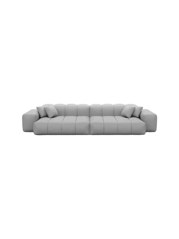 4-Sitzer Design Echtleder Sofa „Kiano“ Echtleder Light Grey BLOOMINGLOFT Collection