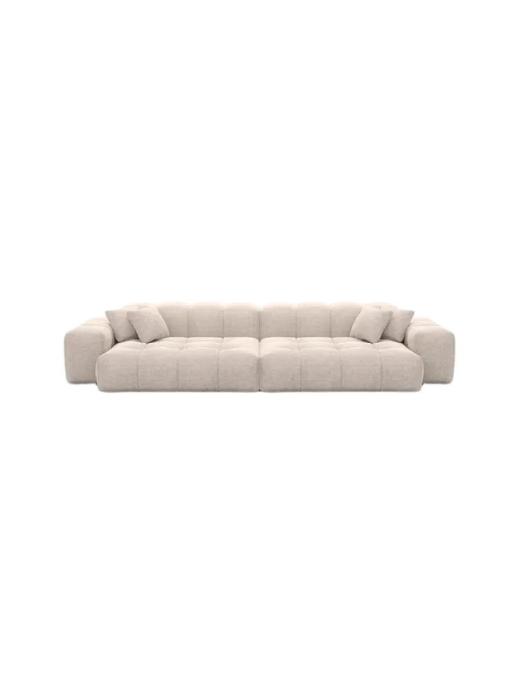 4-Sitzer Design Sofa „Kiano“ mit Strukturstoff-Bezug Strukturstoff Beige BLOOMINGLOFT Collection