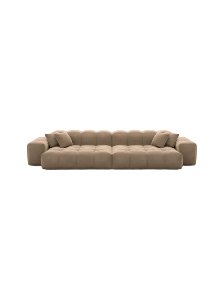 4-Sitzer Design Sofa „Kiano“ mit Samtbezug Samtbezug Braun BLOOMINGLOFT Collection