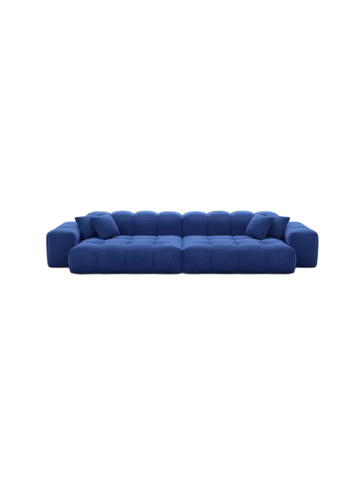 4-Sitzer Design Sofa „Kiano“ mit Samtbezug Samtbezug Königsblau BLOOMINGLOFT Collection