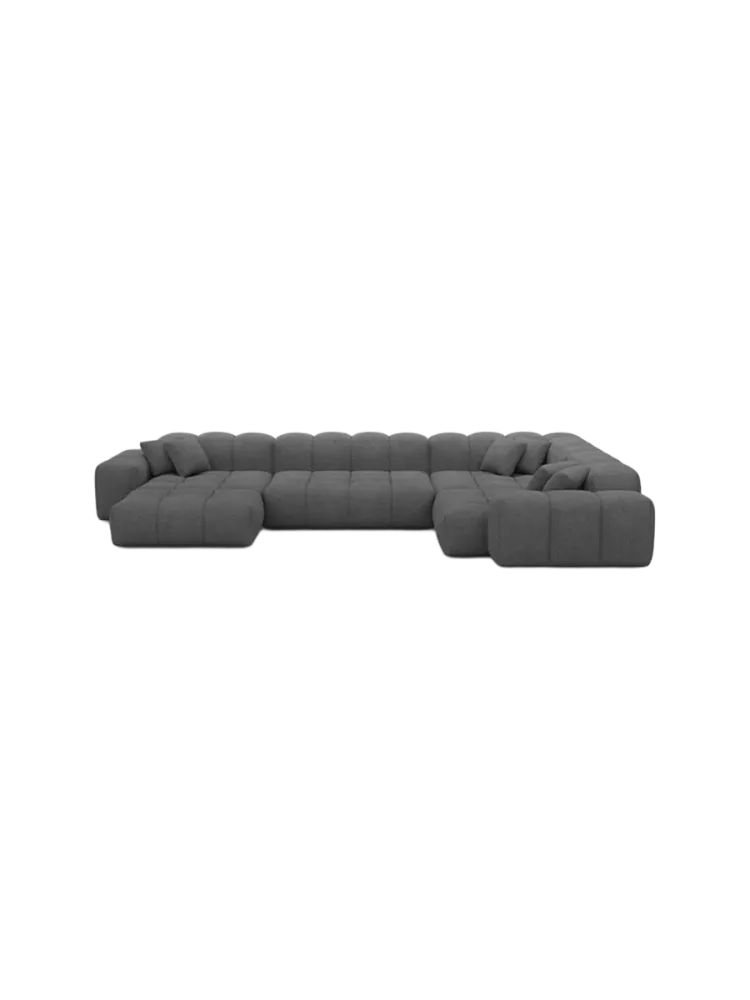 6-Sitzer Design Panorama-Sofa „Kiano XL“ mit Bouclé-Bezug Bouclé Graphit BLOOMINGLOFT Collection