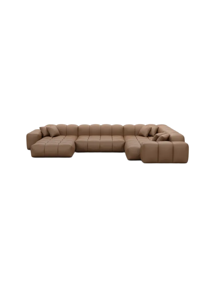 6-Sitzer Design Echtleder Panorama-Sofa „Kiano XL“ Echtleder Choco Brown BLOOMINGLOFT Collection