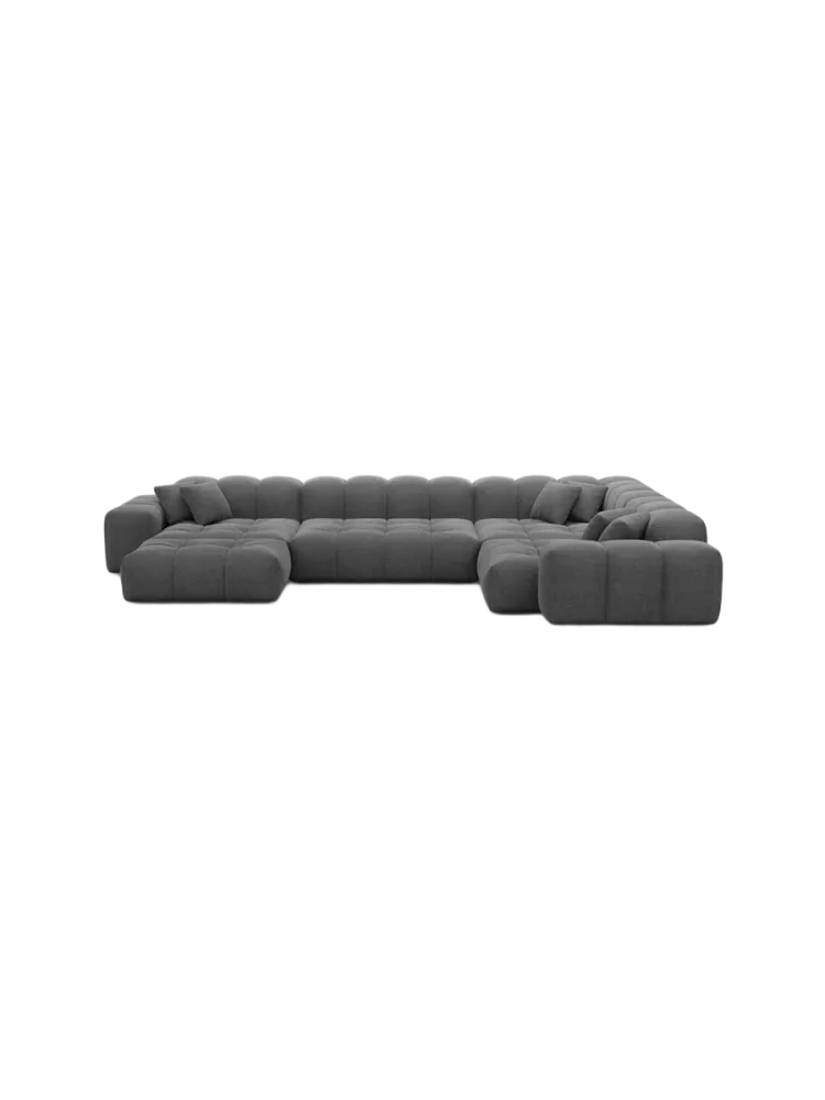 6-Sitzer Design Panorama-Sofa „Kiano XL“ mit Strukturstoff-Bezug Strukturstoff Anthrazit BLOOMINGLOFT Collection