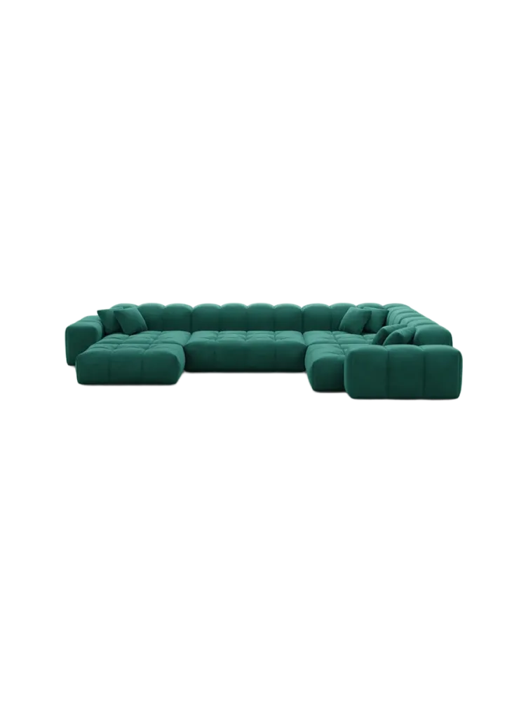 6-Sitzer Design Panorama-Sofa „Kiano XL“ mit Samtbezug Samtbezug Grün BLOOMINGLOFT Collection