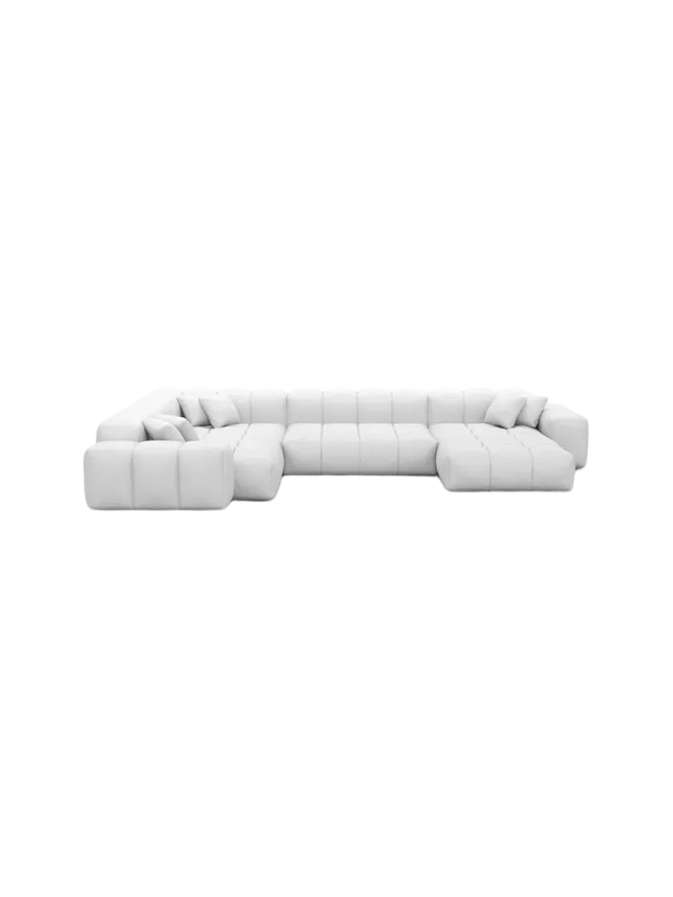 6-Sitzer Design Echtleder Panorama-Sofa „Kiano XL“ Echtleder White BLOOMINGLOFT Collection