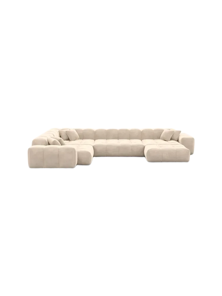 6-Sitzer Design Panorama-Sofa „Kiano XL“ mit Samtbezug Samtbezug Cream BLOOMINGLOFT Collection