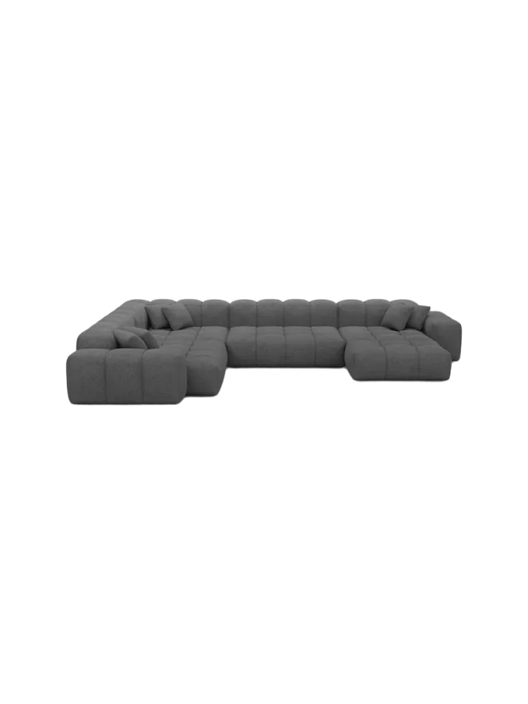 7-Sitzer Design Panorama-Sofa „Kiano XXL“ mit Bouclé-Bezug Bouclé Graphit BLOOMINGLOFT Collection