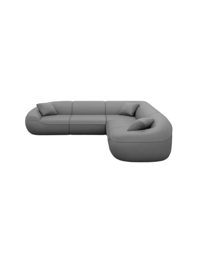 5-Sitzer Design Echtleder Ecksofa „Kitana“ Echtleder Dark Grey BLOOMINGLOFT Collection