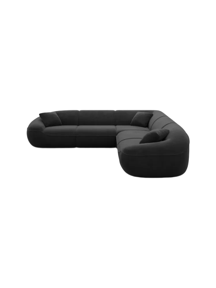 5-Sitzer Design Ecksofa „Kitana“ mit Samtbezug Samtbezug Schwarz BLOOMINGLOFT Collection